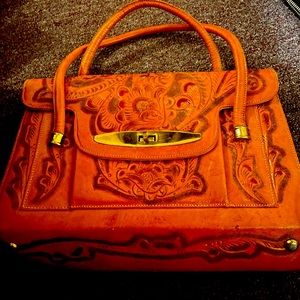 Vintage tooled leather bag